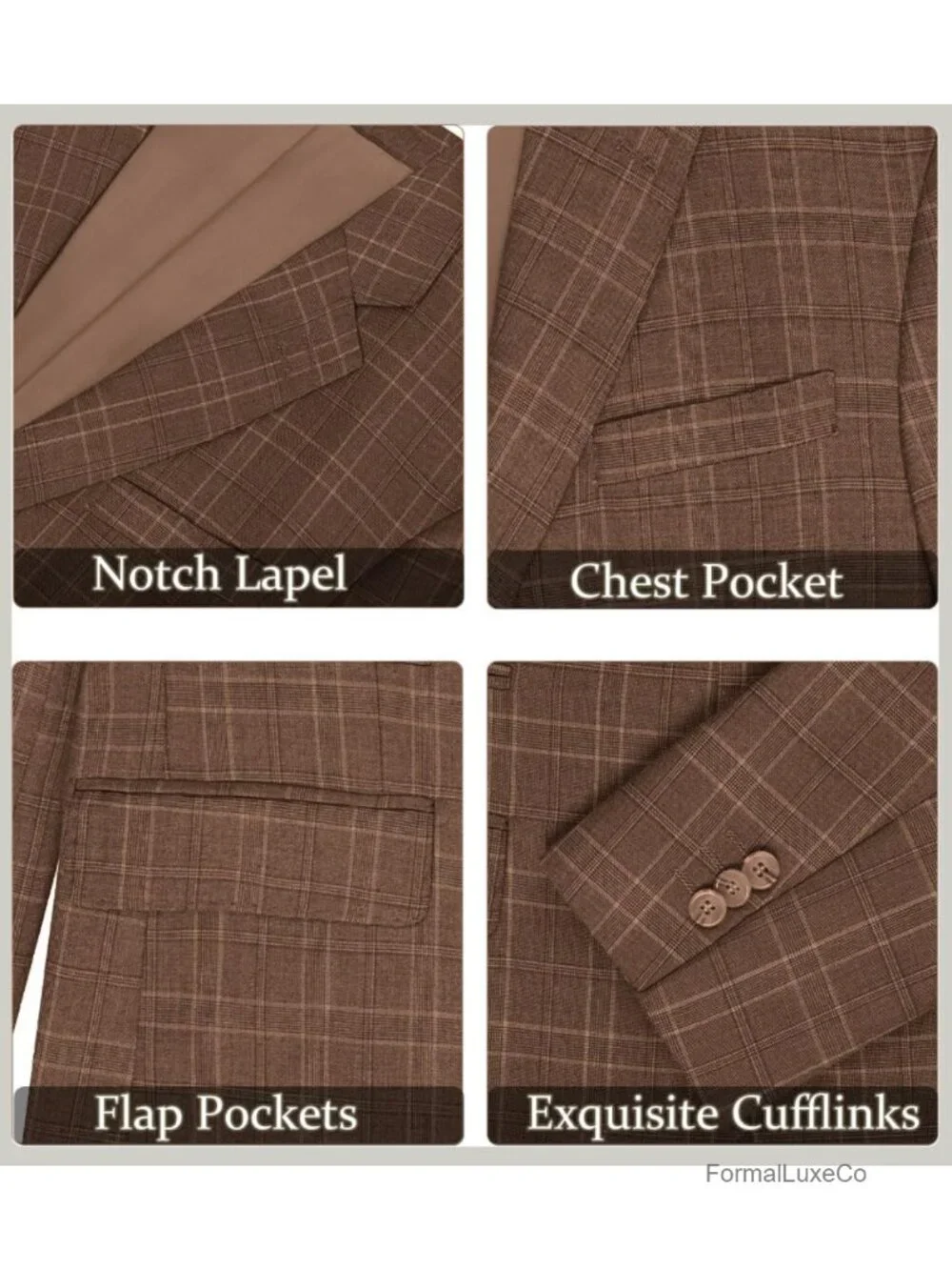 Slim Fit Men Plaid Blazer Sport Coat Lightweight 2 Button Notch Lapel